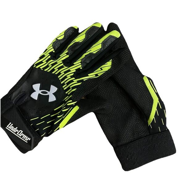 Other - Under Armour Clean Up Batting Gloves Black Green Youth SM Baseball Softball